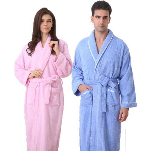 Cotton Bathrobe Women Nightgown Men Sleepwear for Girls Blanket Towel Fleece Lovers Long Soft Autumn Winter