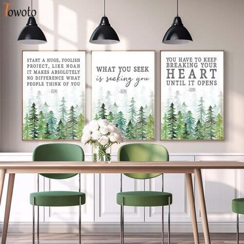 Nordic Canvas Wall Art Painting Modern Decor Prints Plant Forest Posters Prints Green Decoration Pictures Living Room Unframed