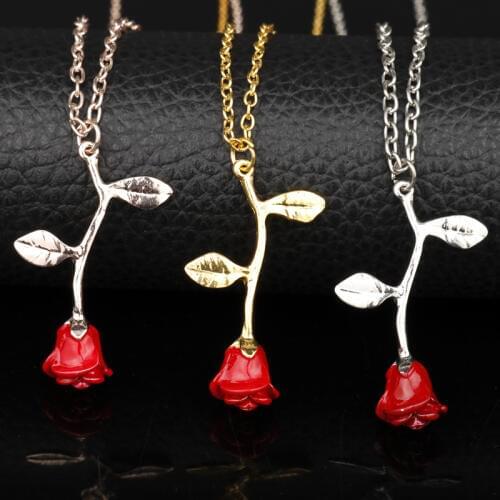 MQCHUN Rose Flower Statement Necklace Women Charm Maxi Choker Beauty and the Beast Jewelry Women -30