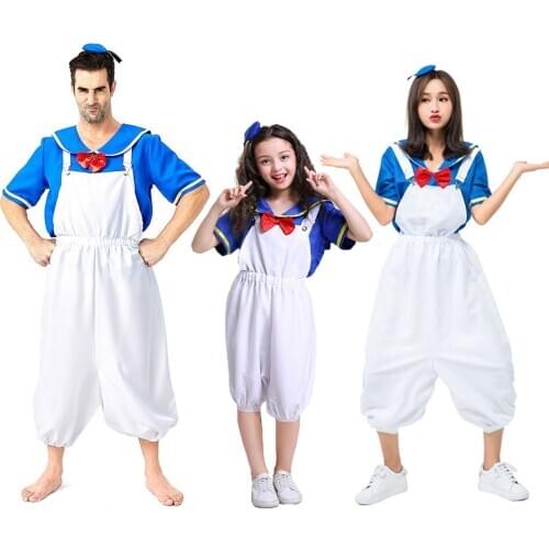 Navy Cosplay Costume for Women Men Kids Family Sailor Suit Halloween Role Play Carnival Party Mardi Gras Outfit