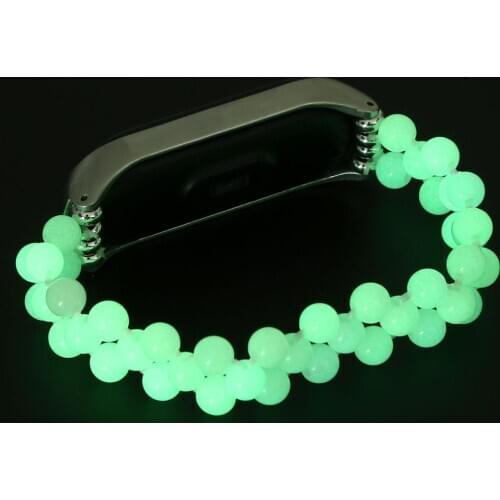 Bling Watch Strap for Xiaomi Band 4 Bracelet & Mi Band 3 Handmade Jewelry Bands Elastic Stretch Night Luminous Beaded Bracelet