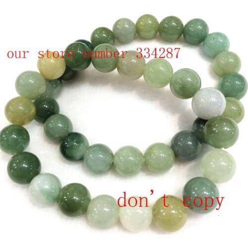 NEW 10MM Beads Elastic 100% Natural AAA Jadeite Jades Bracelet 1PCS