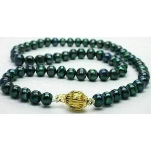 18'' Real Natural 8-9mm Tahitian Black Pearl Necklace