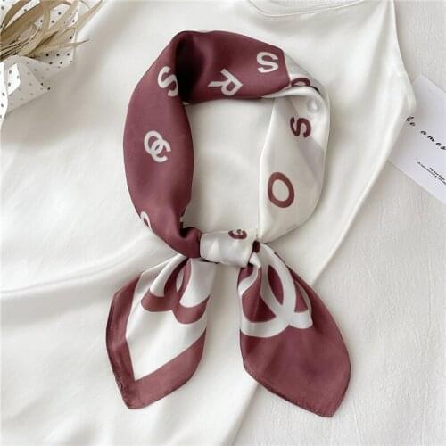2021 Hijab Hair Wrap Fashion Headband Silk Shawl Satin Square Scarf For Women Neckerchief Female Headscarf Print Foulard Bandana