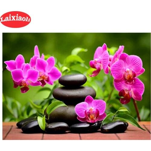 Full square/round drill 5d diy diamond painting embroidery Stone Zen orchid flower 3D cross stitch diamond kits home decor