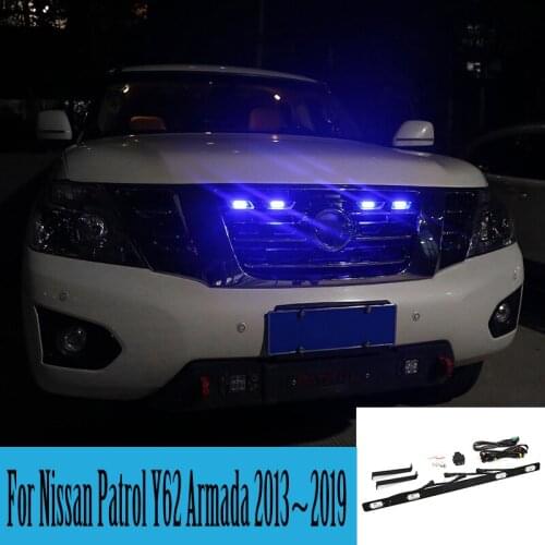 Grille Day Light Time Running Decoration Light For Nissan Patrol Y62 Armada 2013 2014 2015 2016 2017 2018 2019 LED Warning Lamp