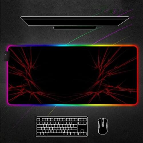 RGB MousePad Black And red Gamer Accessories Large LED Mouse Pad XL Gaming Desk Mats 80x30cm PC Desk Play Mat with Backlit