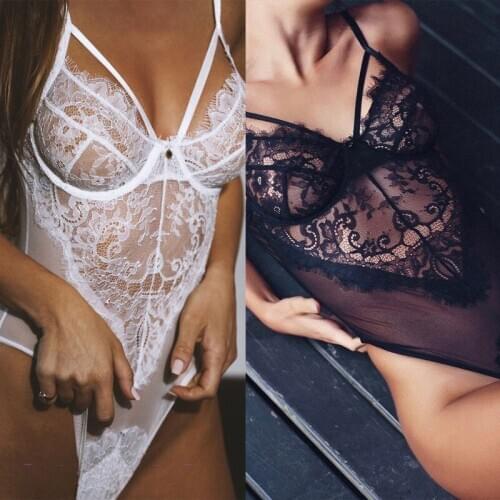 Sexy Floral Lingerie Lace Women Teddy String Underwear Sleepwear See Through Summer Bodysuits