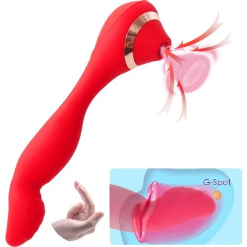 Silicone G Spot Massager Dildo Finger Vibrator Dual Use Nipple Sucking Vibrator Clitoris Sucker Sex Toys for Women Sex Shop