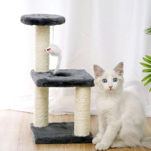 Sisal Cat Climbing Frame Toy Three-column Three-layer Square Plate Disc Grinding Claws Pet Cat Scratcher Tree Jumping Platform