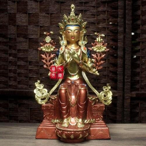 TOP GOOD Buddha HOME family Protection # Tibetan Buddhism Maitreya Metteyya Buddha Gilding copper statue 33CM
