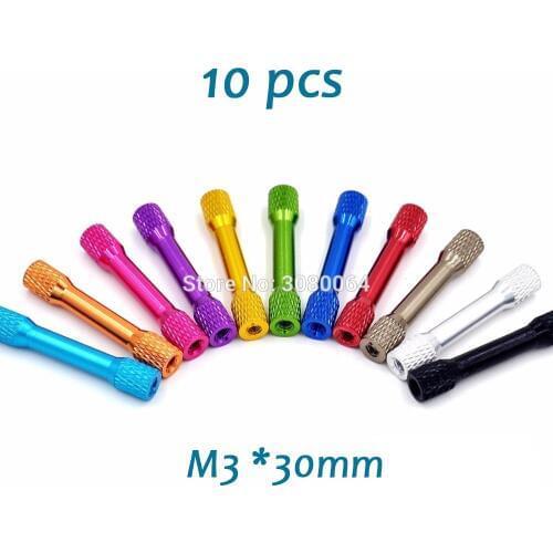 10pcs M3 Textured Aluminum Alloy Pillar M3*30mm Anti-slip Aluminum column Standoff Spacer for drone FPV Quadcopter Racing Frame