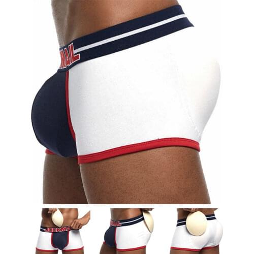 Mens 3D Bulge Pouch Boxer Trunks Push-up Hip Front Back Padded Sexy Underwear Shorts Underpants 3 Pads