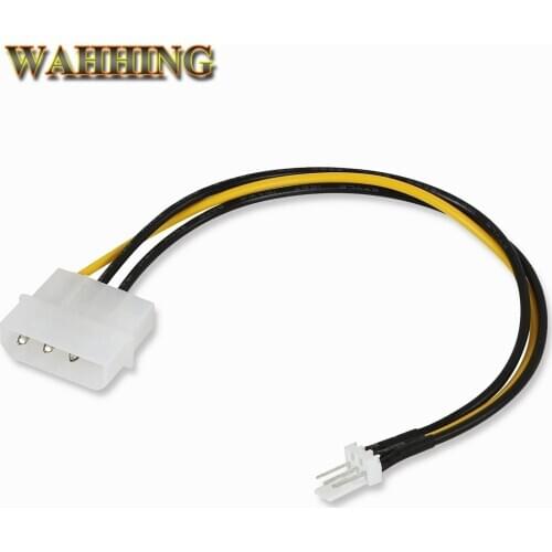 2pcs 4Pin Molex Male to 3Pin Computer Fan Cooling Power Extension Cable IDE to 3 Pin Connector Power Cable HY1588
