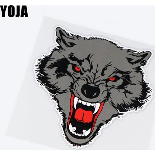 YOJA 17.3X17.5CM Wolf Head Angry Expression Car Sticekr Decoration Vinyl Decal 19B-0013