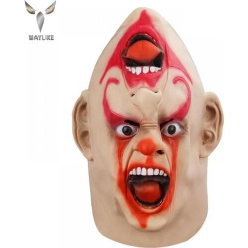 WAYLIKE Latex Double Face Weird Headgear Big Fun Down Whole Head Luxury Novelty Halloween Horror Costume Party Latex Head Mask