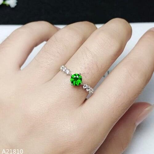 KJJEAXCMY fine jewelry 925 pure silver inlaid natural diopside fire color, female tassel small ring can be detected