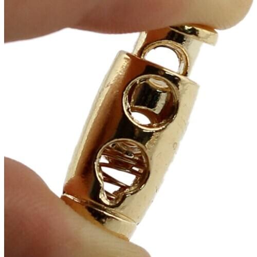 Gold Tone METAL Stopper Toggle Buckle Rope Clamp Cord Locks Drawstring Stops End Button Fastener with 2 holes Sew On 100pc NK206