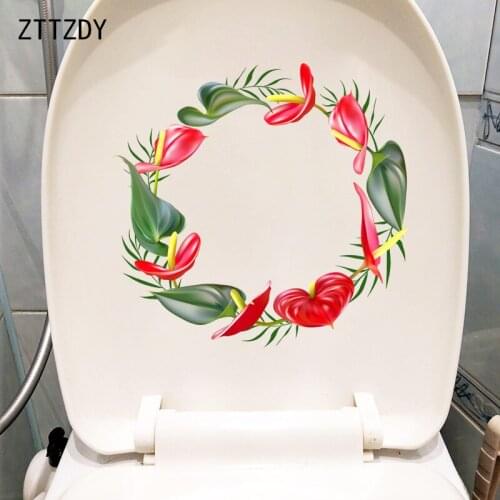 ZTTZDY 23.2×22.3CM Anthurium Ring Creative Home Room Wall Decoration Bathroom Toilet Stickers T6-0174