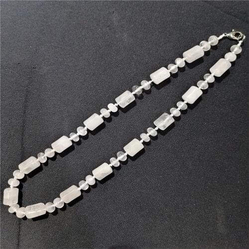 1 Strand 13x10mm Wholesale Natural White Crystal Cylindrical Pendant Necklace Jewelry Ornaments 16.5inch S328