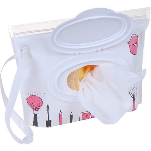 1pc New Fashion Wipes Carrying Case Clutch and Clean Wet Wipes Bag for Stroller Cosmetic Pouch with Easy-Carry Snap-Strap