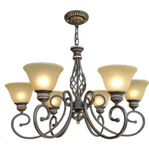 110V/220v E27 Wrought Iron Chandelier Suspension Antique Led Vintage Home Lighting Room Chandeliers for Kitchen