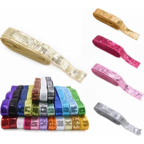 5/10 yards 1inch Sequins Ribbon Lace Trim Sequin Fabric DIY Sewing Accessories Wedding Craft Handmade Lace Clothes Decorations