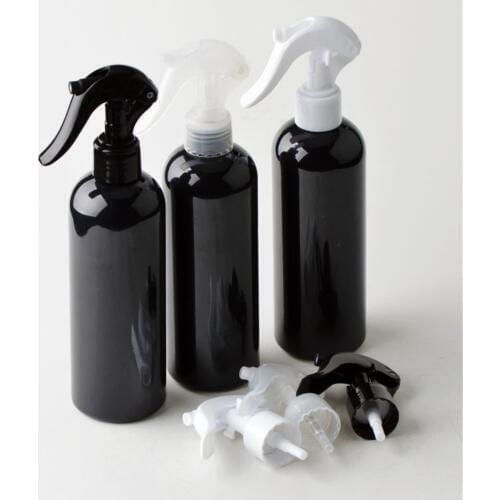 3ps/lot 300ml Black Plastic Spray Bottles with Fine Mist Sprayer Shampoo Shower Gel Refillable Bottle Support Logo Printing