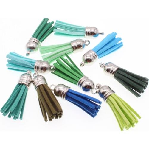 CHONGAI 20pcs 38mm Fiber Fringe Suede Tassel Key Chains For DIY Jewelry Accessories