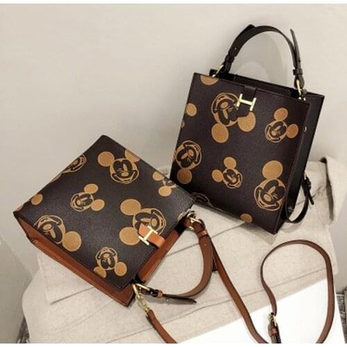 Disney Mickey mouse Womens bag pu minnie messenger bag shoulder messenger bag fashion check ladies chain bag cartoon handbag