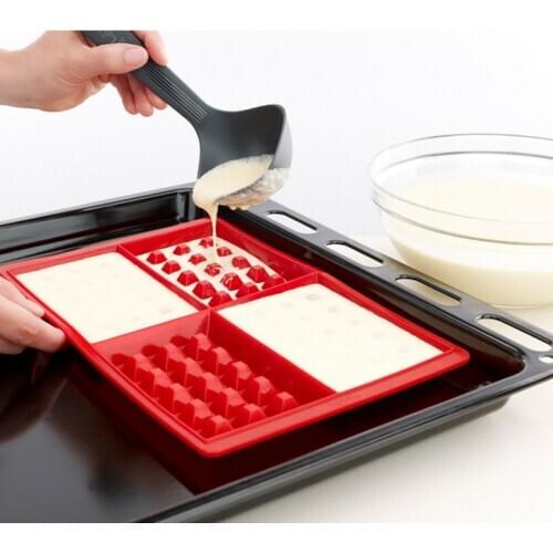 DIY Silicone Waffle Mold Non-stick Kitchen Bakeware Cake Mould Makers for Oven High-temperature Baking Set Bakeware Cooking Tool