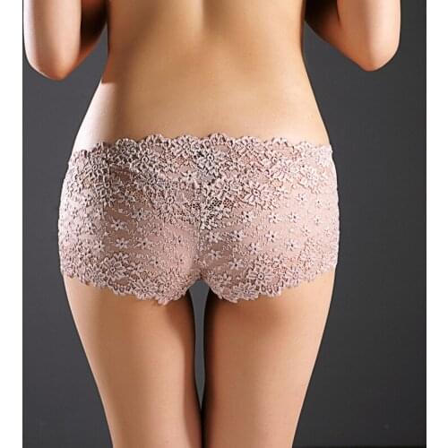 Hot New Sexy Underwear Women Lace Underwear Temptation Low Waist Water Soluble Jacquard Briefs Transparent Hip Underwear