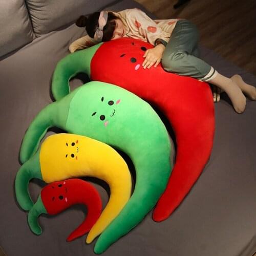 40/65/90cm Cartoon Simulation Chili Plush Toy Cute Stuffed Hot Pepper Doll Big Soft Plant Pillow Bed Sofa Cushion Room Decor