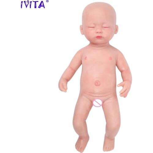 IVITA WG1509 38cm 1800g Girl Eyes Closed High Quality Full Body Silicone Reborn Baby Dolls Babies Born Alive Toys with Clothes