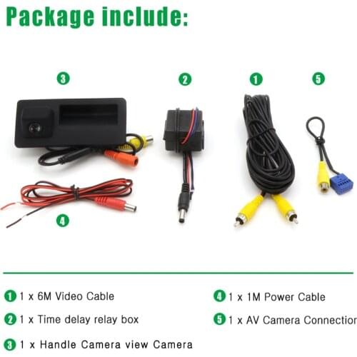 RCA Reverse Camera with Trunk Switch HD 170° Rear view Parking for VW Passat B6 B7 Golf 5/6 TIGUAN MIB RCD330 Plus RCD360 Radio