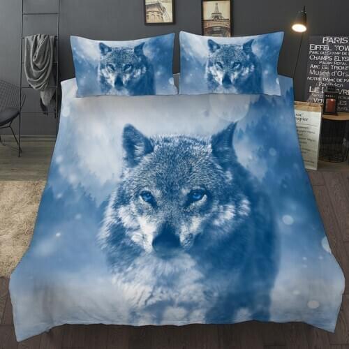 Snow Wolf Bedding Set Luxury Single Double Bed Linen Queen King Twin Full Size Duvet Cover Set With Pillowcase For Boy Adult Bed
