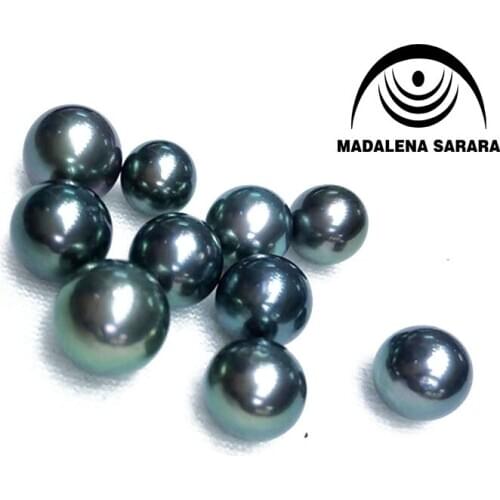 MADALENA SARARA 10-10.5mm Saltwater Pearl Tihitian Pearl Loose Bead High Quality Perfect Round Black Pearl Fine Luster Brightnes