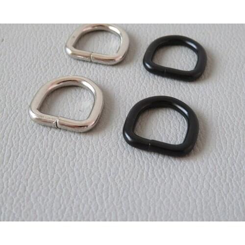 100pcs/Lot Wholesale 10mm 12mm Metal D Ring Buckle Belt Loop For Bag Strap Backpack Handbag Cat Small Dog Collar Clasp Hardware
