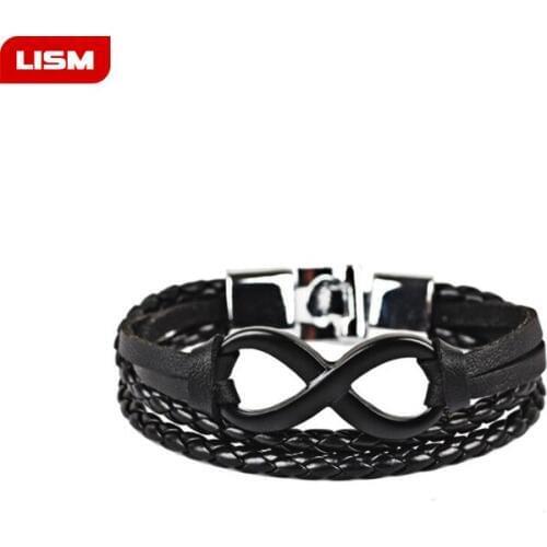 Multilayer Bracelet Men Casual Fashion Braided Leather Bracelets For Men Wood Bead Bracelet Punk Rock Men Jewelry