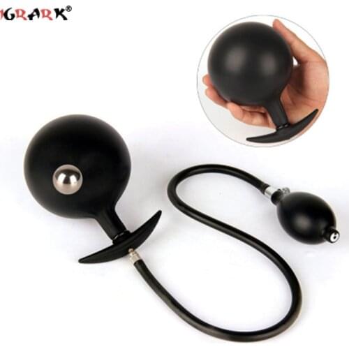 Inflatable Huge Anal Butt Plug Beads Dildo Blow Up Expanding Expandable Silicone Men Prostate Massager Sexual Toys