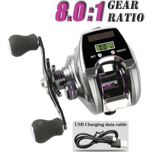 New Rechargeable Digital Display Fishing Bait Casting Reel 6+1 Stainless Steel Bearings Fishing Wheel Black Casting Reel
