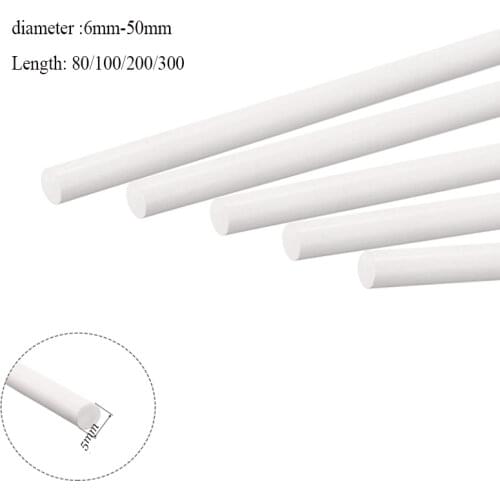 New 1Pcs White poly tetra fluoro ethylene bar environment-friendly non-toxic DIY PTFE plastic rod 6mm-50mm diameter PTFE bar
