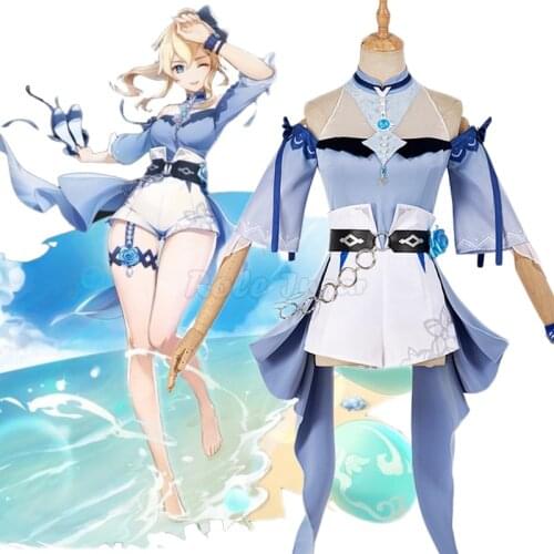 Anime New Genshin Impact Sea Breeze Dandelion Jean Qin Cosplay Costume Summer Pool Party Women Swimsuit Sets XS-XL C321M221
