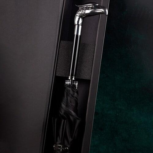 Originality Animal Head Handles Solid Color Wind Rain Resistant Umbrellas Semi Automatic Long Handle Umbrellas Rain Gear Gift