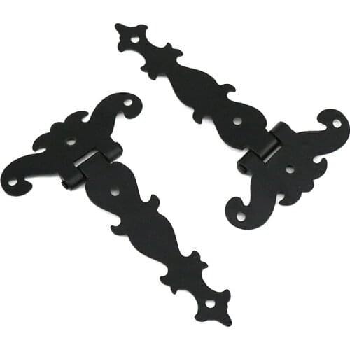 2pcs Shed Door Hinges Heavy Duty Black T-Strap Hinges for Wooden Fences Barn Doors Rustproof Decorative Class Hinge w/Screws