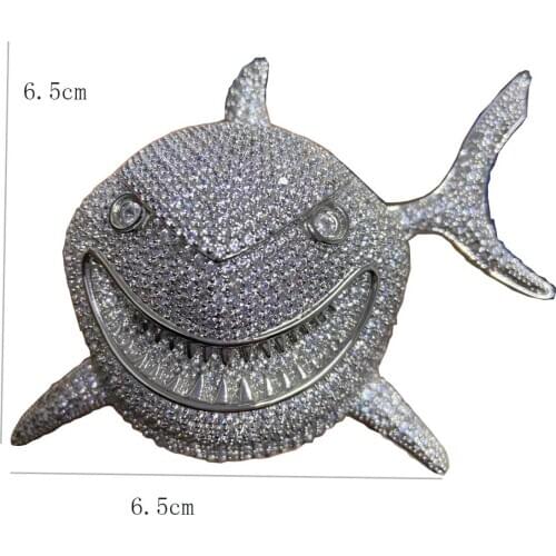New heavy industry pendant shark shape European and American popular hip-hop fashion accessories AAAAA zircon inlaid high-qualit