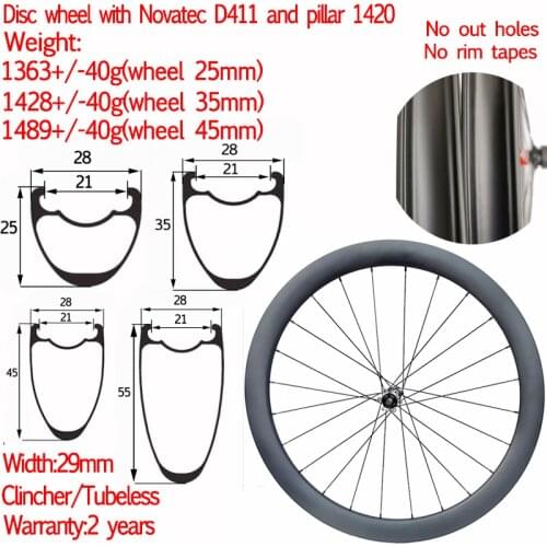 Ultralight Carbon Road Bike Disc Brake Wheelset 700C Clincher Tubeless Light Width 28mm Cyclocross Gravel Wheel 25/35/45/55mm