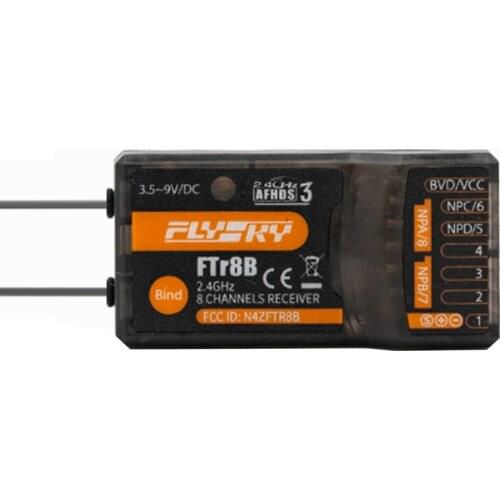 FLYSKY FTr8B AFHDS3 2.4G 8CH PWM/PPM/i.BUS Out/S.BUS Dual Antennas Receiver for PL18 NB4 NB4 Lite Aircraft Helicopter Vehicle