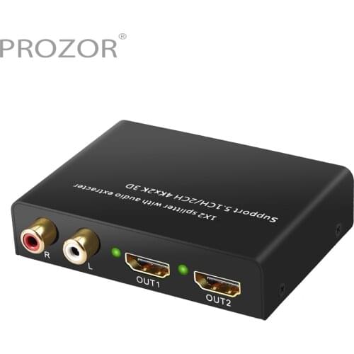 Proster 2 Way HDMI Splitter 4K HDMI Audio Extractor HDMI 1x2 Splitter with Audio Extracter Support 2CH 5.1CH 4Kx2K 3D Converter