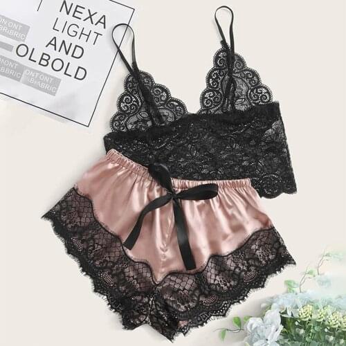 Sexy Lingerie Set Women Sleepwear Bra Exotic Apparel Lace Underwear Set Sleeveless European Clothing Sex Underwear For Women